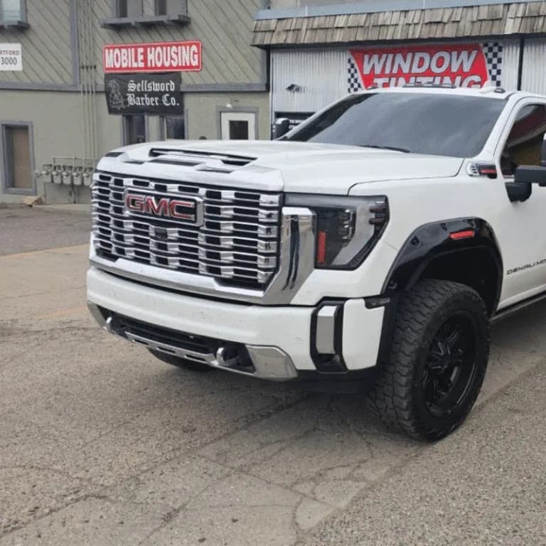 White GMC truck tint project